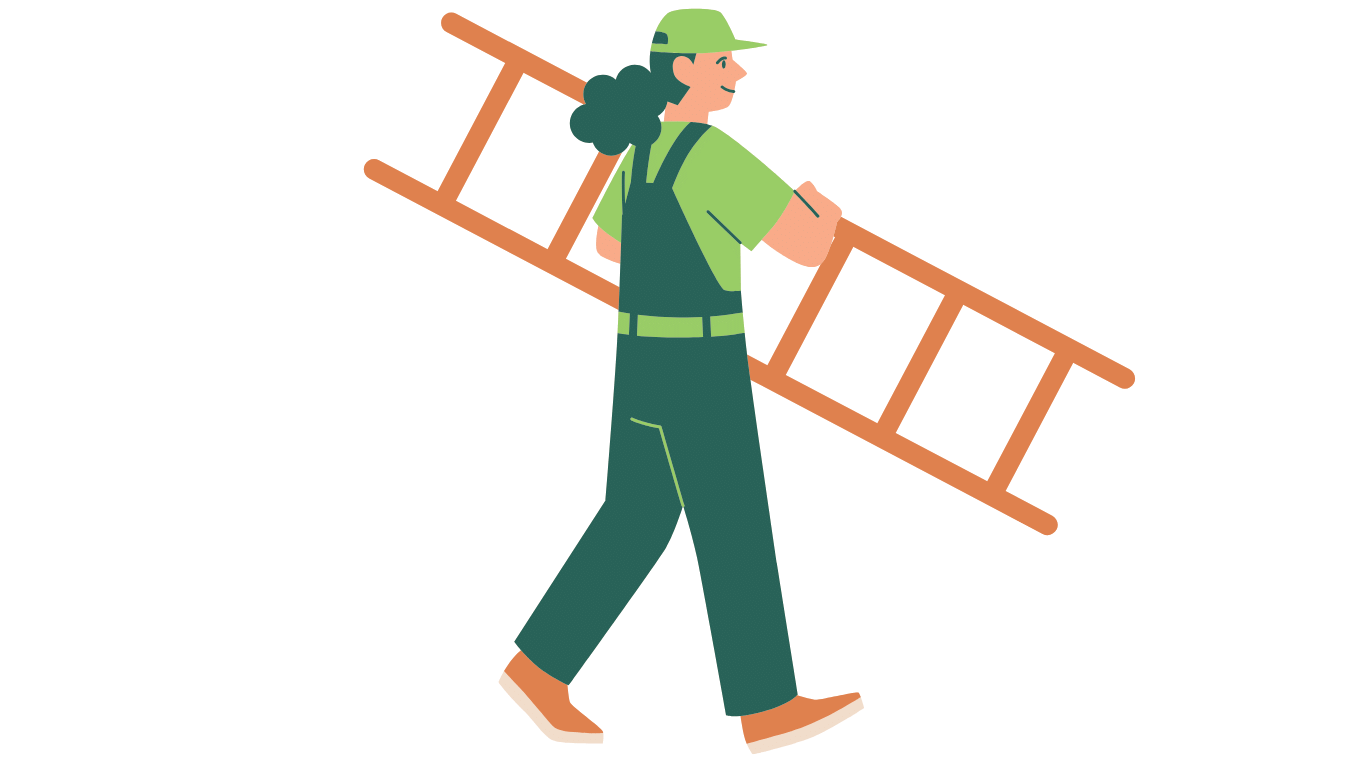 workman carrying ladder